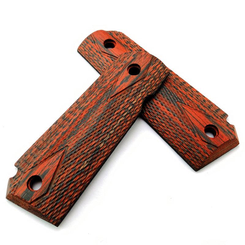 Real Wood Carving Texture Pistol Grip Set for GE 1911 V10 Gas Blowback Pistols With A Set Screw