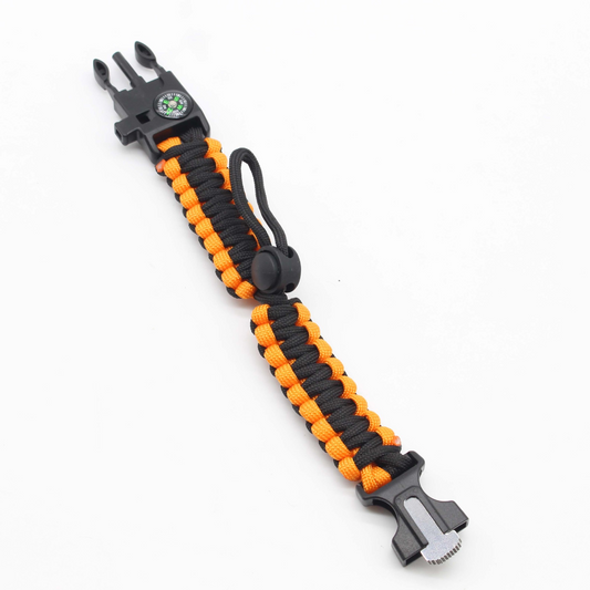 Tactical Survival Lifesaving Bracelet – Orange and Black