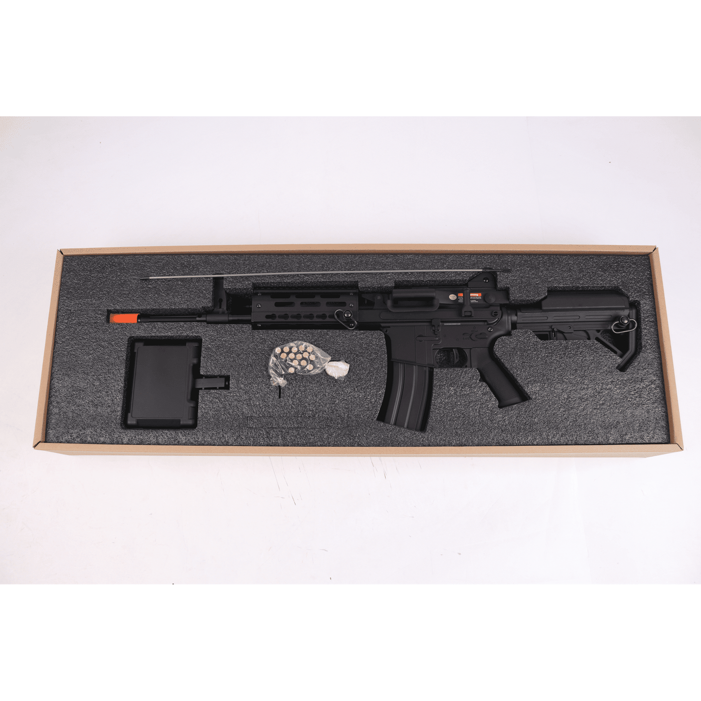 Golden Eagle 6669 Fightlite MCR Machine Gun AEG Rifle Full Metal Gel Blaster Black with Long Barrel