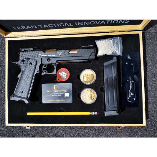 Double Bell 2011 TTI Style JW John Wick Pistol With Wood Case Hi-Capa GBB Gel Blaster