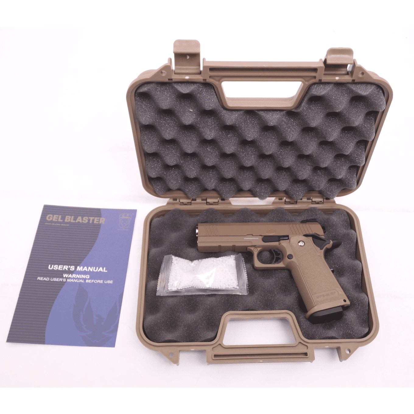 GOLDEN EAGLE 3303T REPLIQUE PISTOLET BILLE OPS M.RP HI-CAPA 4.3 GAS/CO2 POWERED BLOWBACK FULL METAL GEL BLASTERColour: Tan