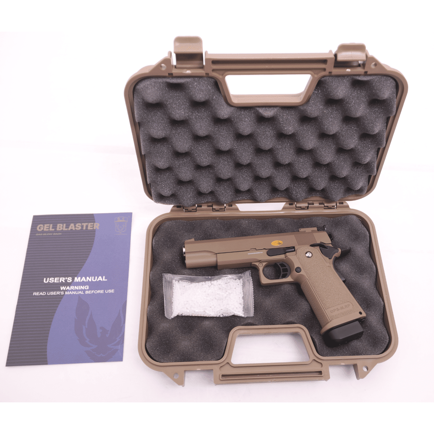 GOLDEN EAGLE 3304T 2011 GEL BLASTER GREEN GAS OR CO2 POWERED Hi-Capa 5.1 VERSION GAS BLOWBACK Colour: Tan