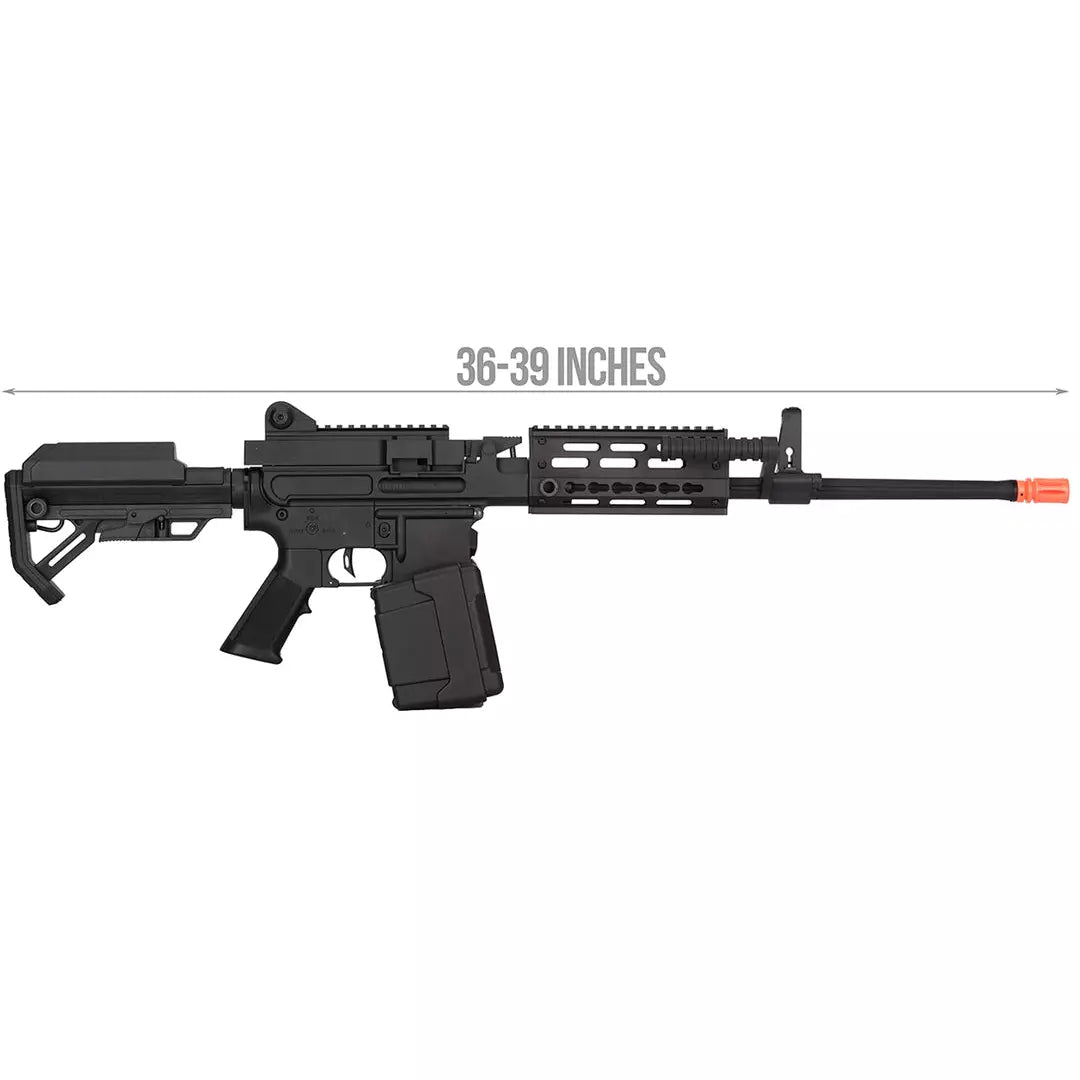 Golden Eagle 6669 Fightlite MCR Machine Gun AEG Rifle Full Metal Gel Blaster Black with Long Barrel