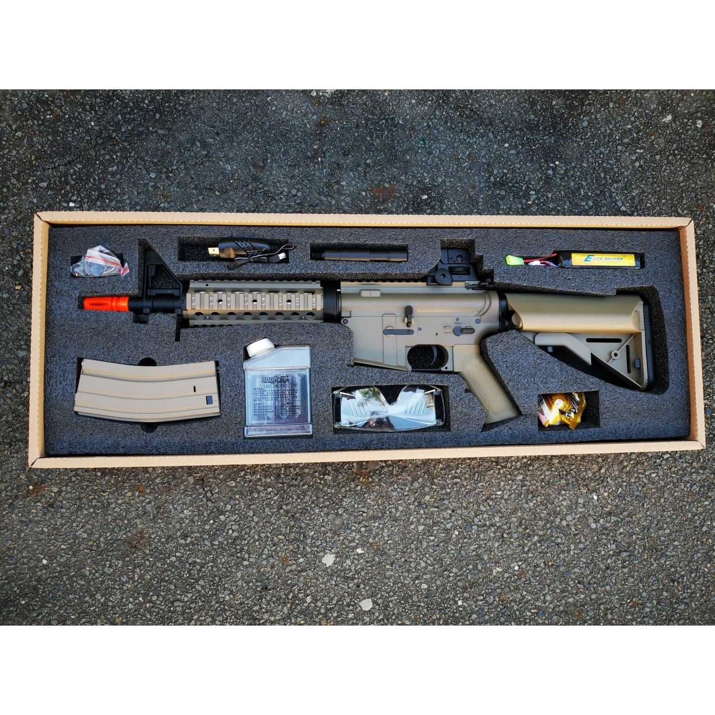 CYMA M4 CQB-R SOPMOD LiPo Ready Metal Gel Blaster AEG Package: Tan