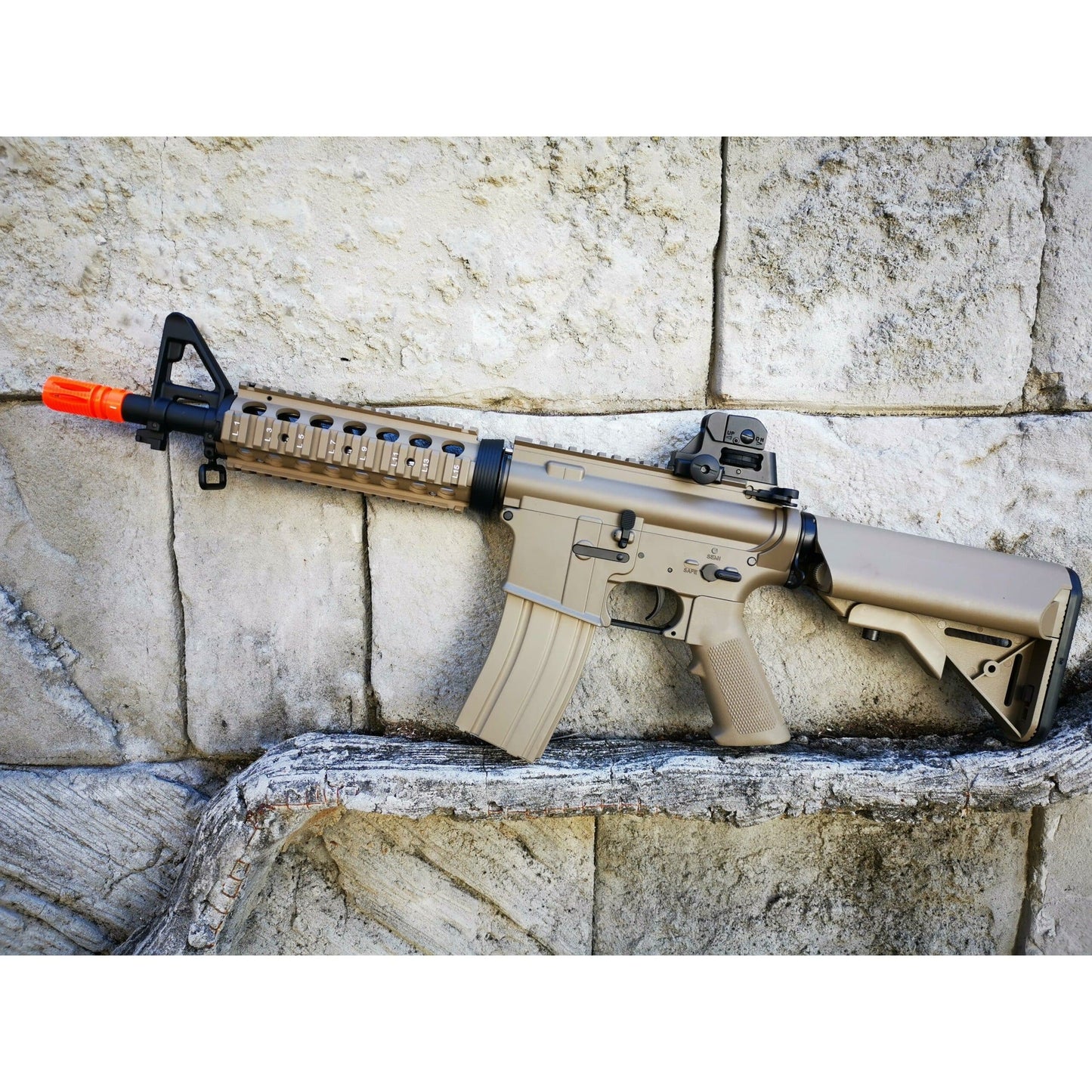 CYMA M4 CQB-R SOPMOD LiPo Ready Metal Gel Blaster AEG Package: Tan