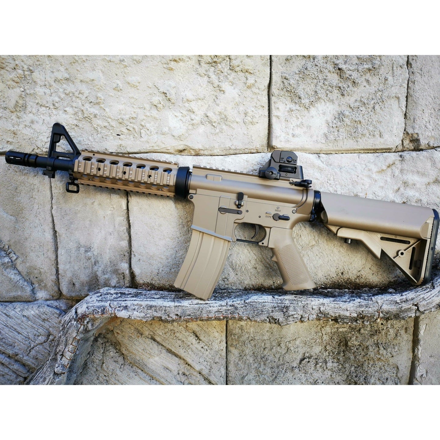 CYMA M4 CQB-R SOPMOD LiPo Ready Metal Gel Blaster AEG Package: Tan