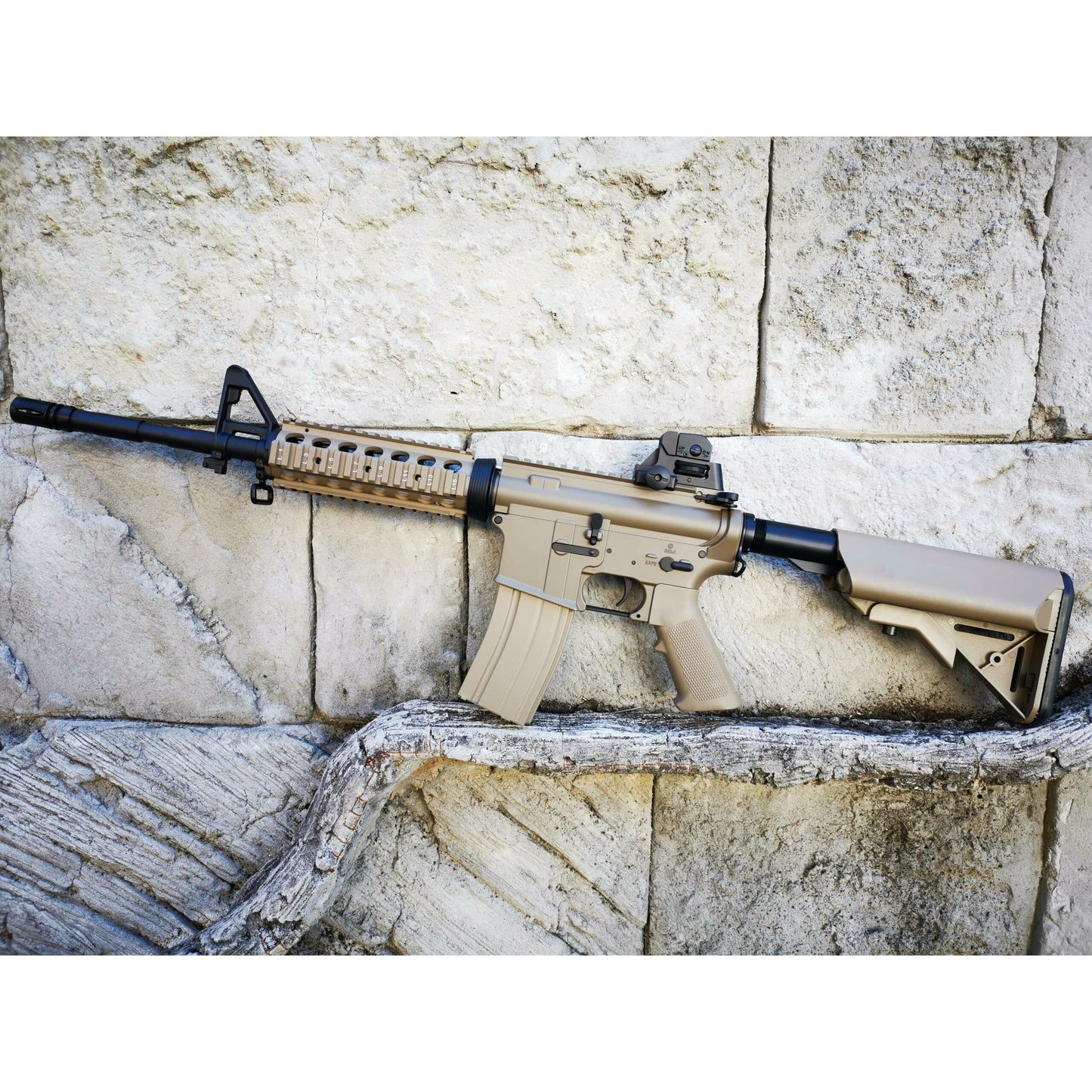 CYMA M4 CQB-R SOPMOD LiPo Ready Metal Gel Blaster AEG Package: Tan
