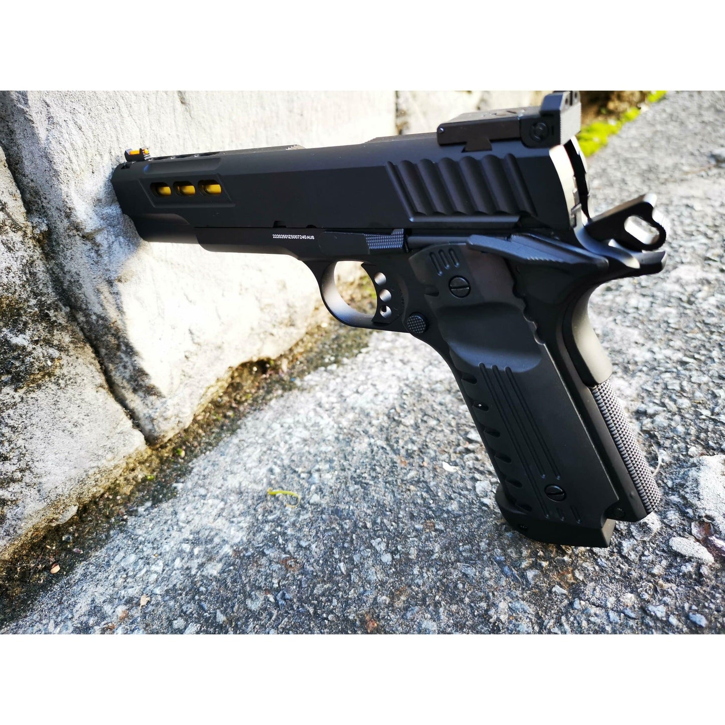 GOLDEN EAGLE 3368 1911 GEL BLASTER Hi-Capa 5.1 VERSION GAS/CO2 POWERED BLOWBACK CUSTOM NEGRO/DORADO