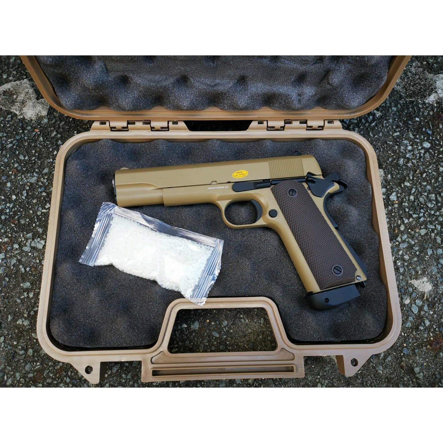 GOLDEN EAGLE 3306T GM1911 GEL BLASTER CO2 POWERED Hi-Capa 4.3 VERSION GAS BLOWBACK Colour: Tan