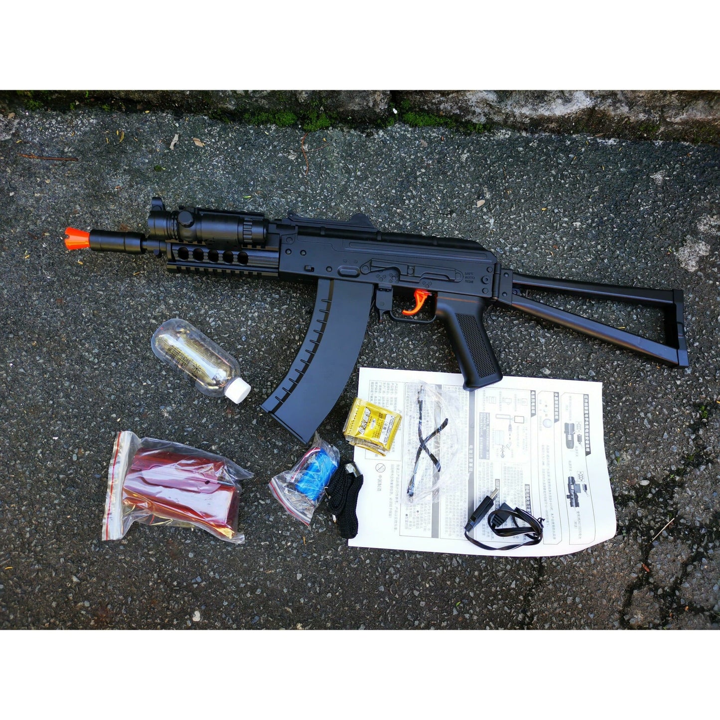 LeHui AK 74U Gel Blaster With Tactical Laser & Torch