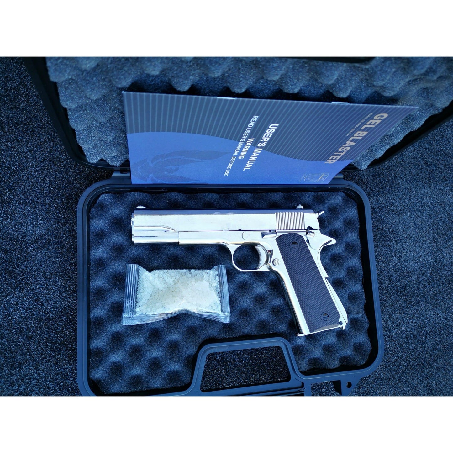 GOLDEN EAGLE 3305SV GM1911 GEL BLASTER GREEN GAS POWERED GAS BLOWBACK Chrome