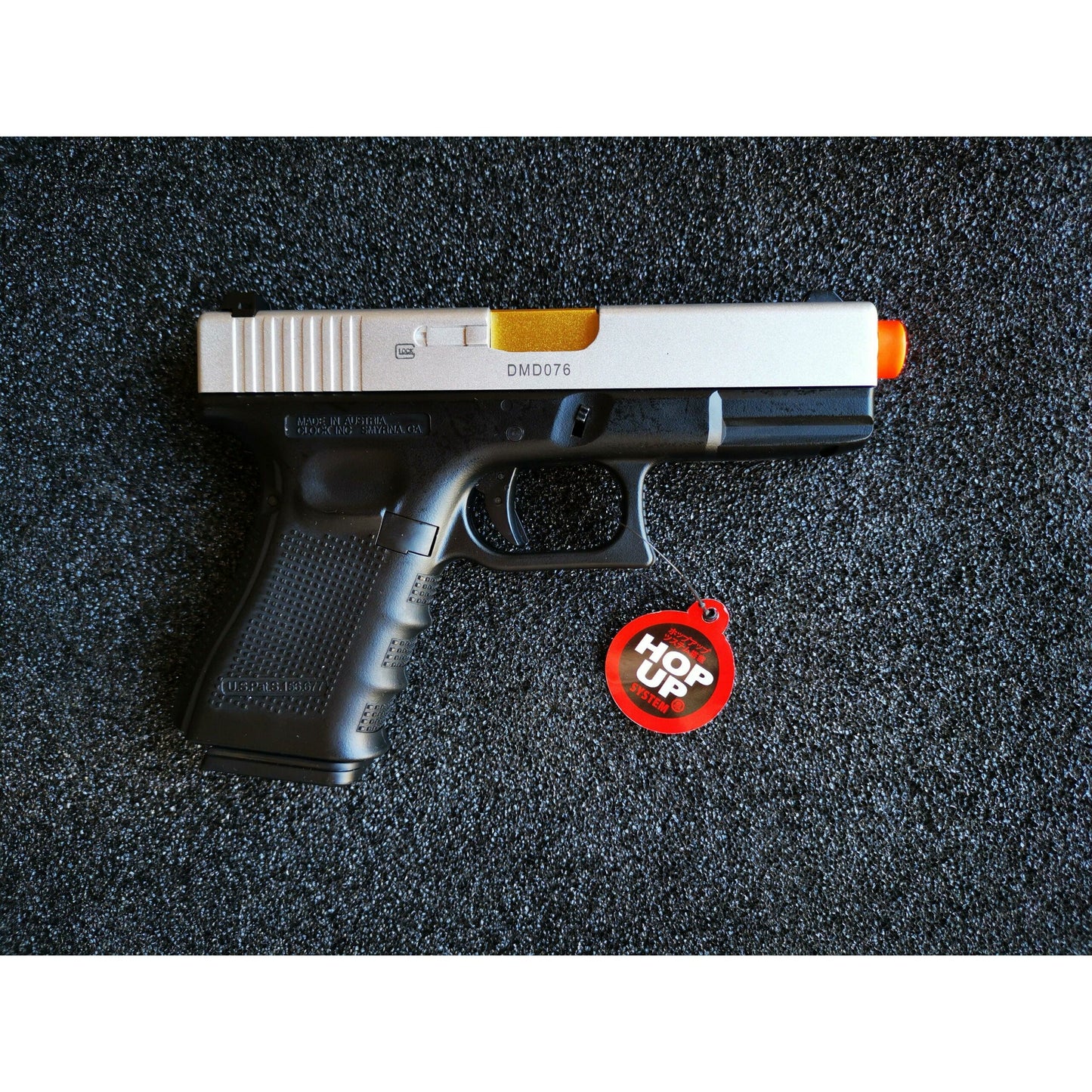 DOUBLE BELL Glock 19 GEN4 Gas Blowback Gel Blaster Full Engraving Resin Frame Edition Green Gas Version Silver slides