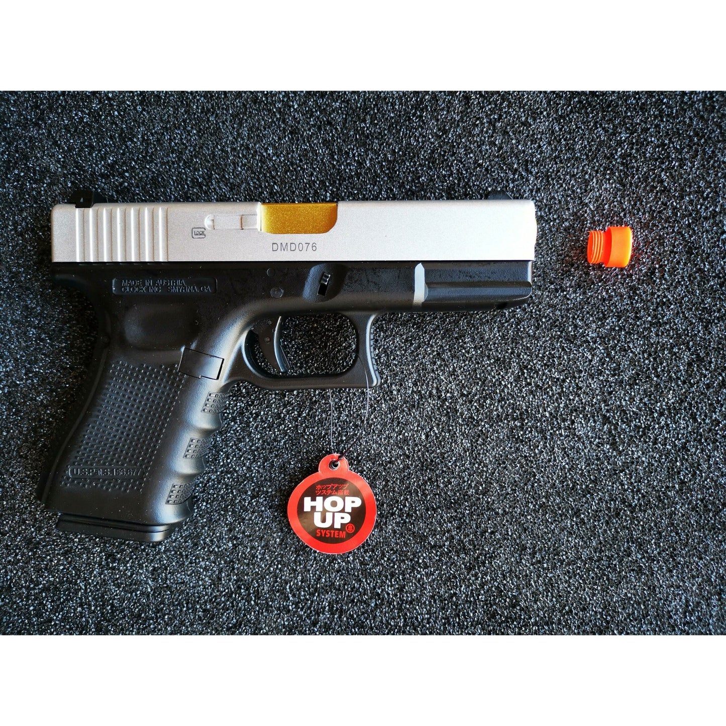 DOUBLE BELL Glock 19 GEN4 Gas Blowback Gel Blaster Full Engraving Resin Frame Edition Green Gas Version Silver slides