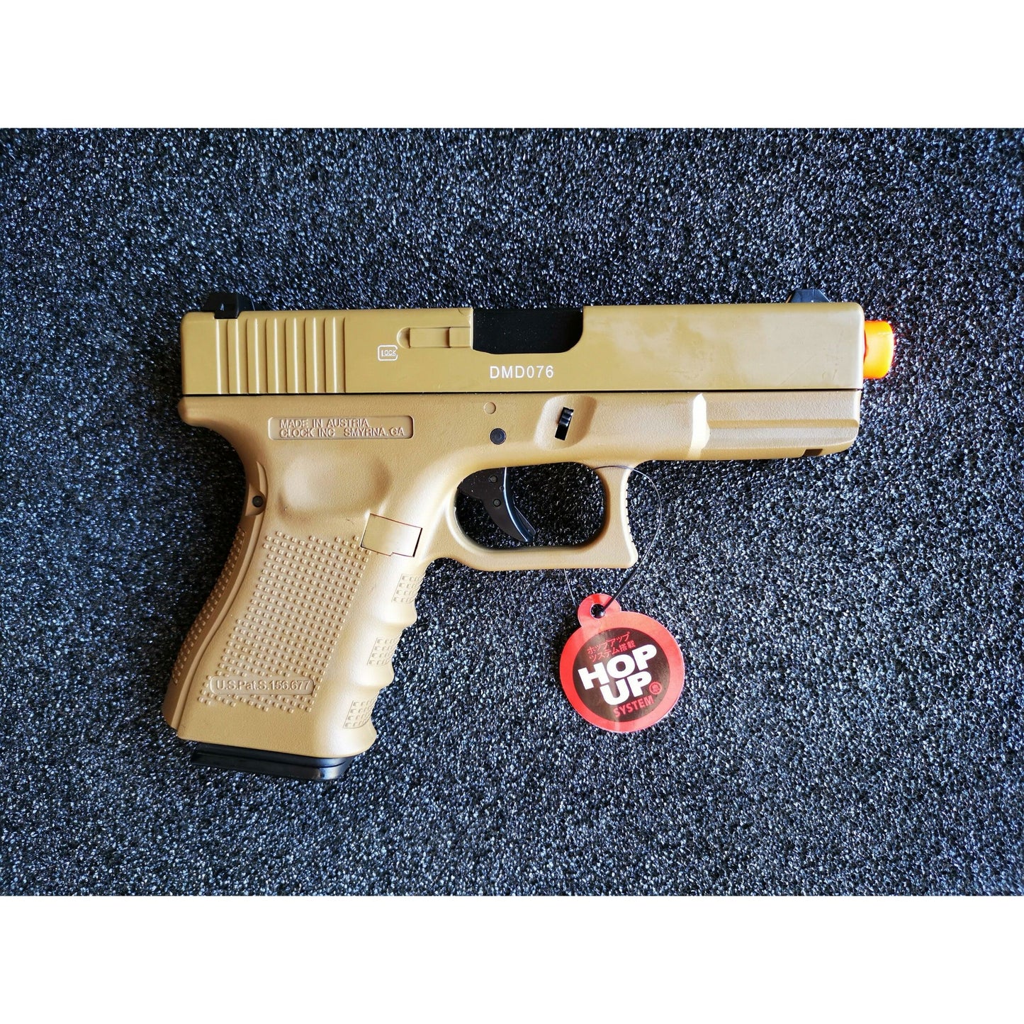 DOUBLE BELL Glock 19 GEN4 Gas Blowback Gel Blaster Full Engraving Resin Frame Edition Green Gas Version Tan