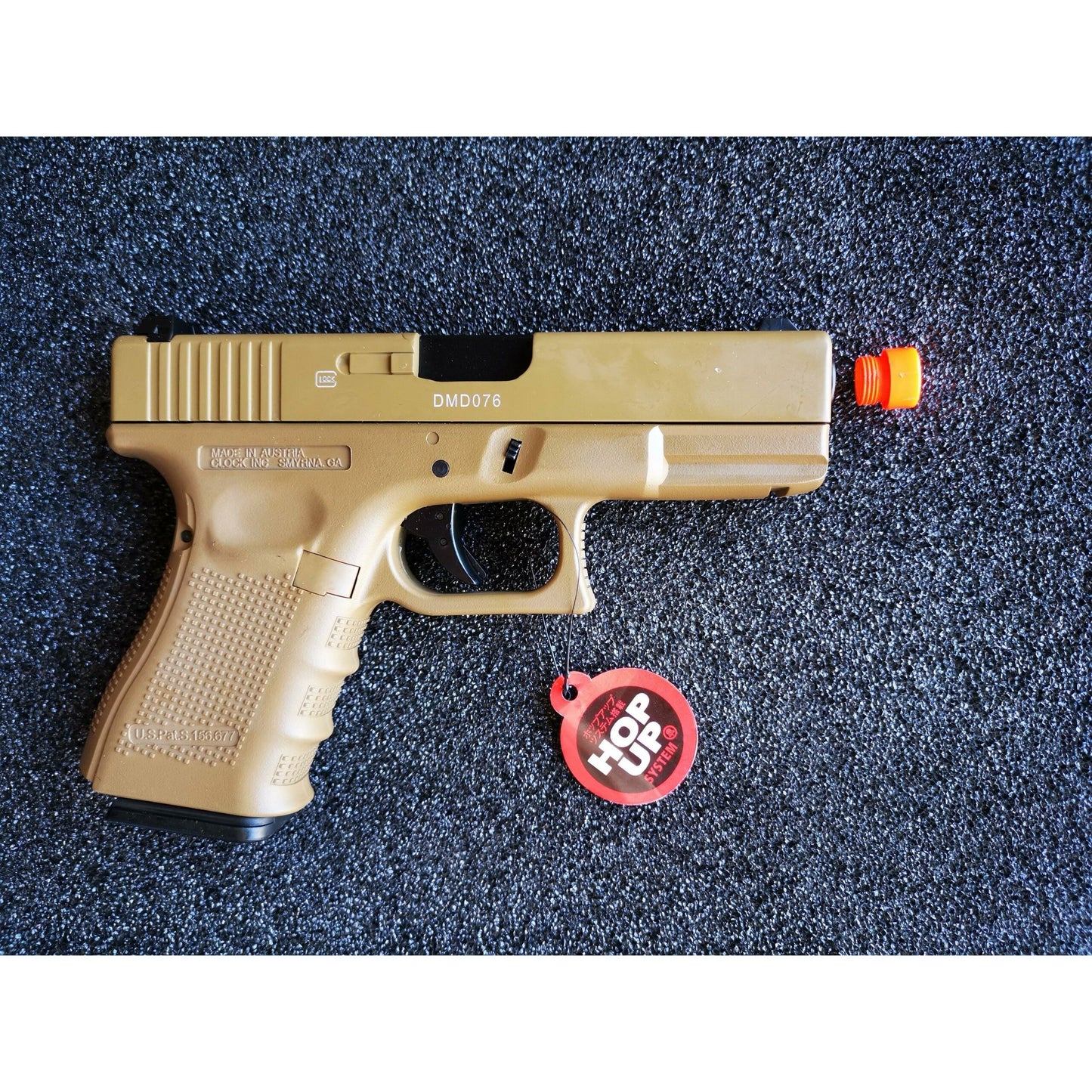 DOUBLE BELL Glock 19 GEN4 Gas Blowback Gel Blaster Full Engraving Resin Frame Edition Green Gas Version Tan