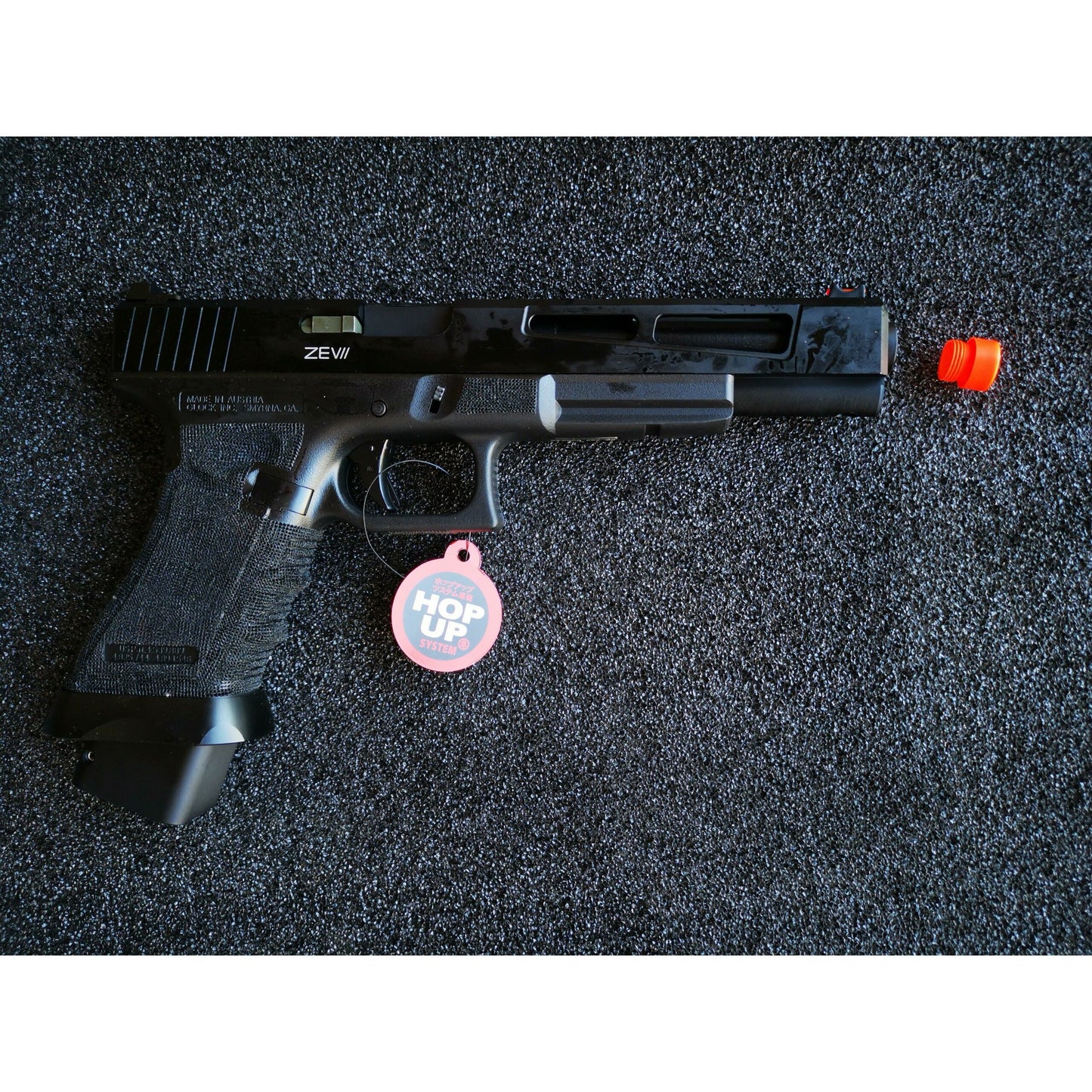 DOUBLE BELL Glock 17L Type ZEVII 9MM Combat Master Custom Gas Blowback Gel Blaster Green Gas Version Black