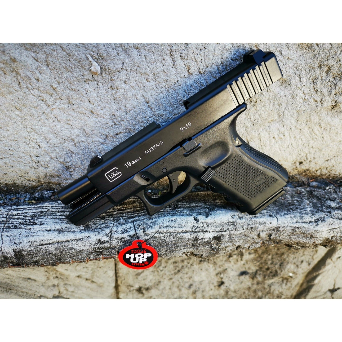 DOUBLE BELL Glock 19 GEN4 Gas Blowback Gel Blaster Full Engraving Resin Frame Edition Green Gas Version