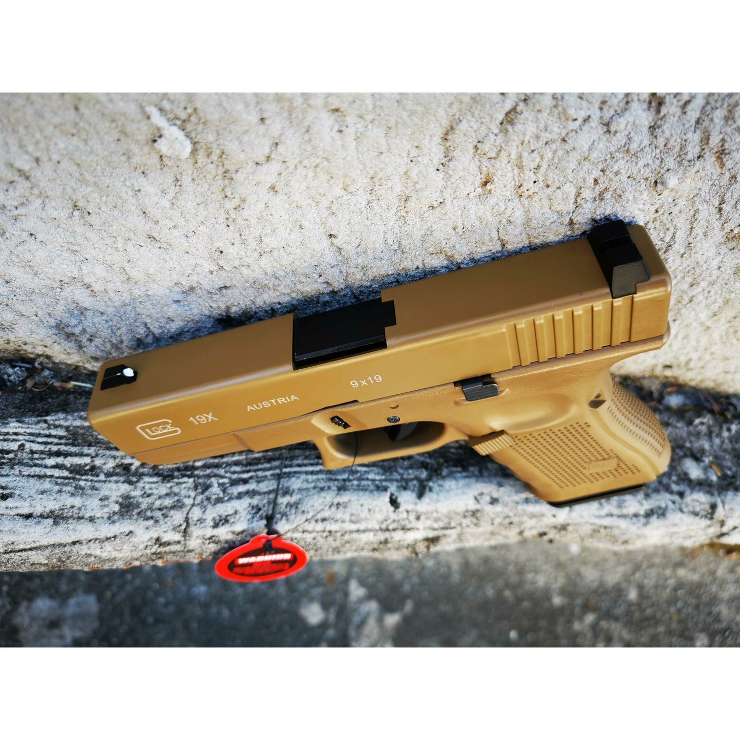 DOUBLE BELL Glock 19 GEN4 Gas Blowback Gel Blaster Full Engraving Resin Frame Edition Green Gas Version Tan