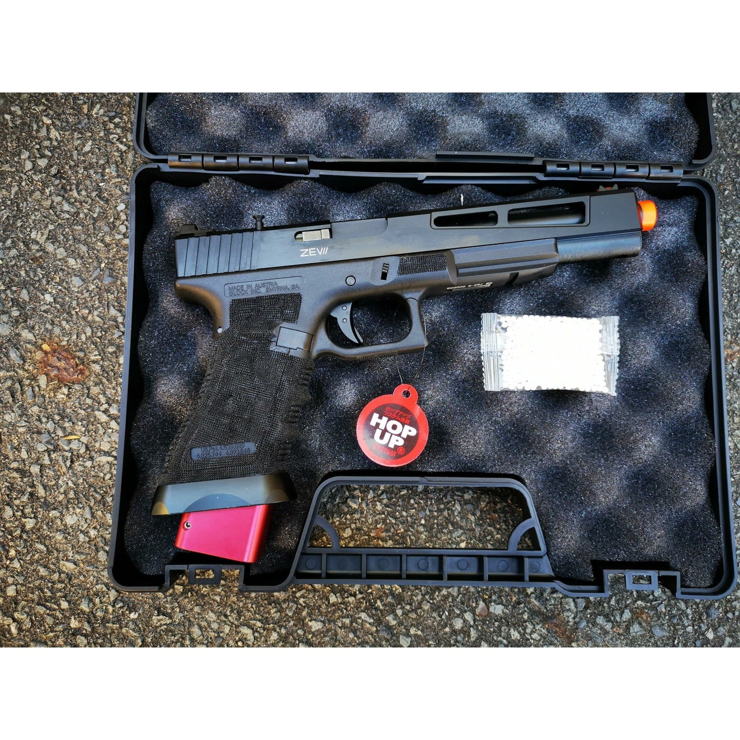 DOUBLE BELL Glock 17L Type ZEVII 9MM Combat Master Custom Gas Blowback Gel Blaster Green Gas Version