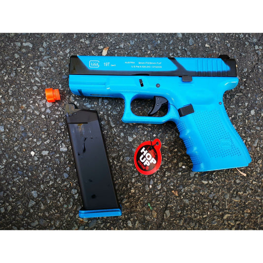 Double Bell Glock 19 Gen4 G19T Type Coloring Gas Blowback Gel Blaster Blue Practice Custom Green Gas Version