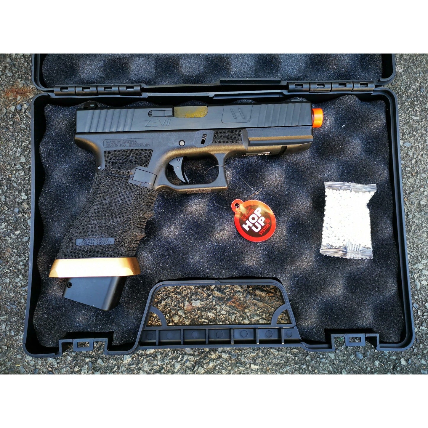 DOUBLE BELL Glock 17 ZEV V2 Pro Gas Blowback Gel Blaster Black Resin Frame Green Gas Version