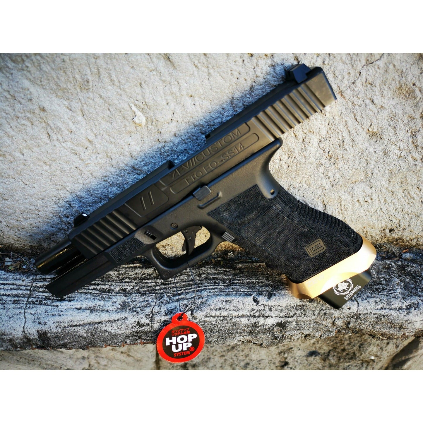 DOUBLE BELL Glock 17 ZEV V2 Pro Gas Blowback Gel Blaster Black Resin Frame Green Gas Version