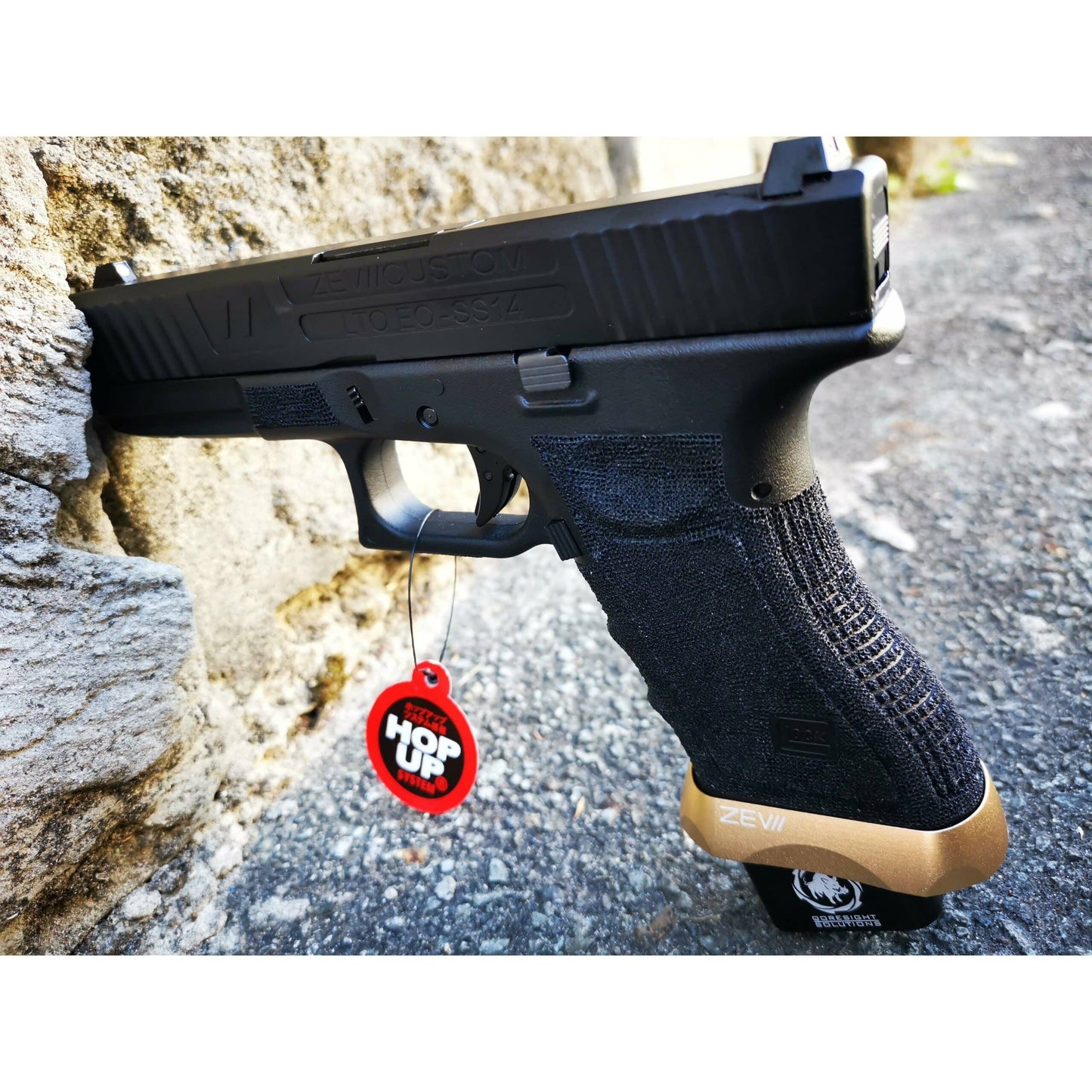DOUBLE BELL Glock 17 ZEV V2 Pro Gas Blowback Gel Blaster Black Resin Frame Green Gas Version