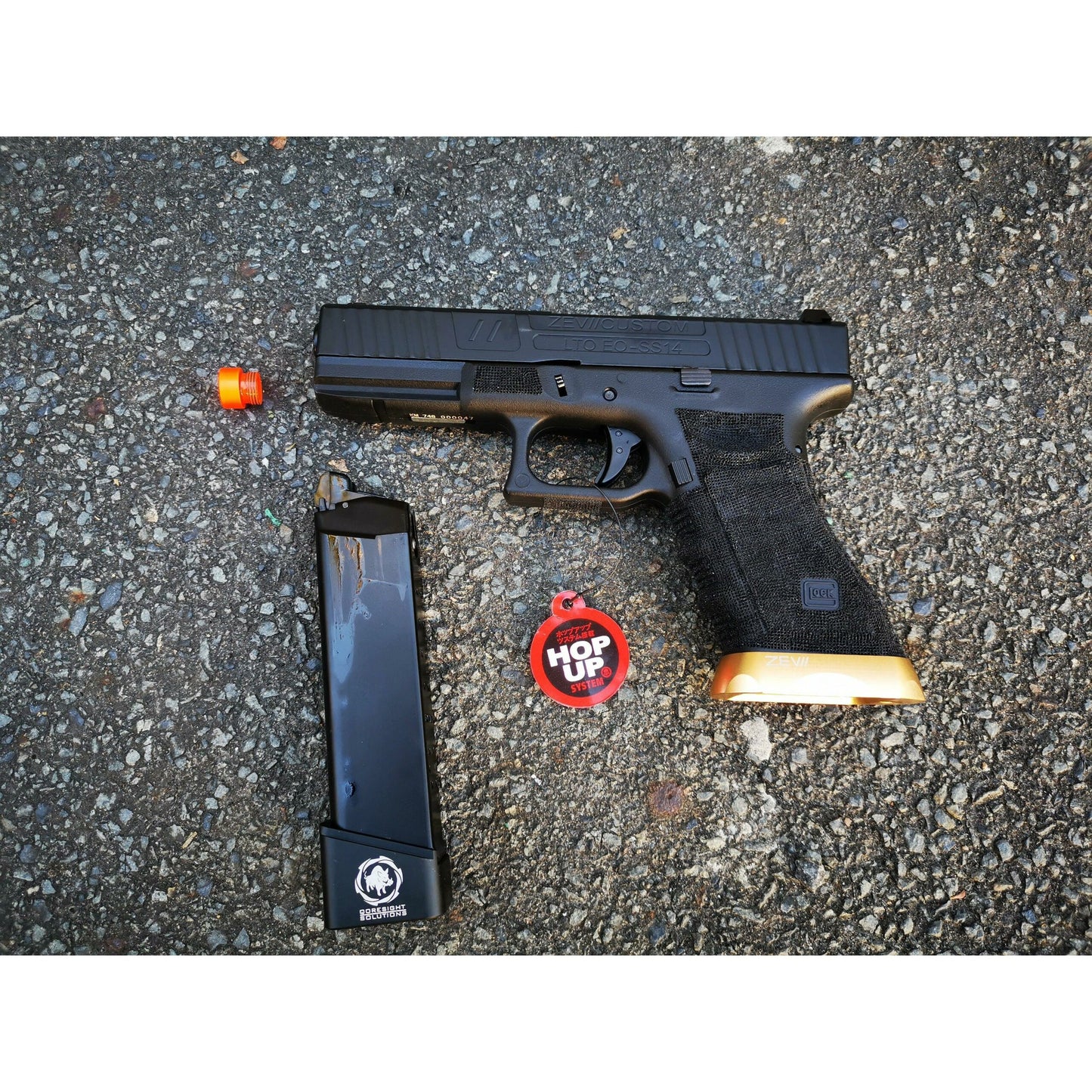 DOUBLE BELL Glock 17 ZEV V2 Pro Gas Blowback Gel Blaster Black Resin Frame Green Gas Version