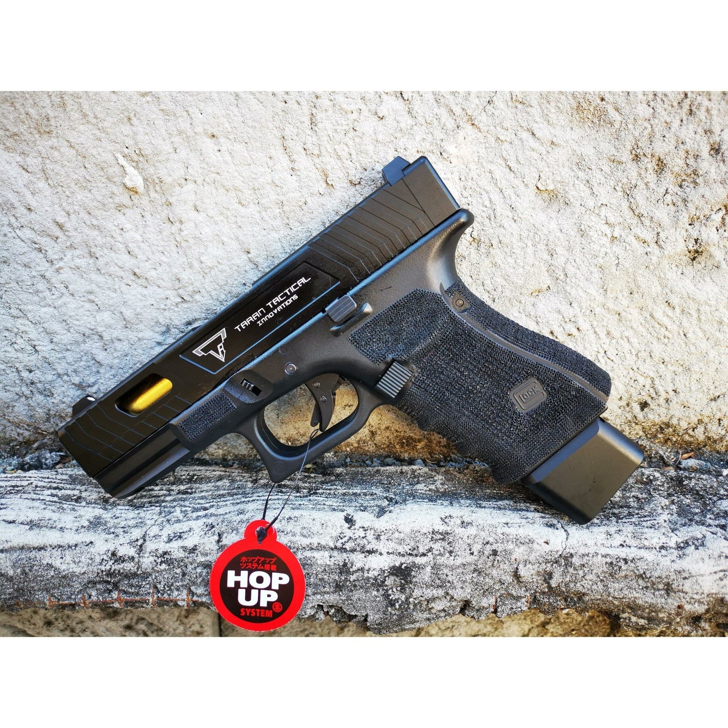 Double Bell Glock 19 TTI Style JW John Wick Pistol With Wood Case GBB Gel Blaster