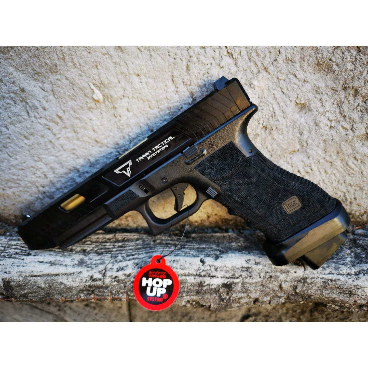 Double Bell Glock 34 TTI Style JW John Wick Pistol With Wood Case GBB Gel Blaster