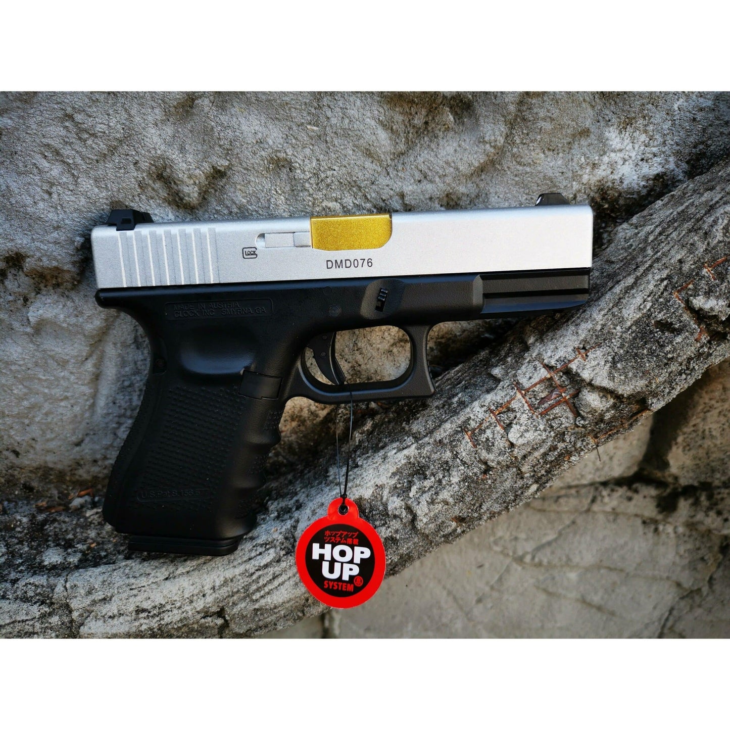 DOUBLE BELL Glock 19 GEN4 Gas Blowback Gel Blaster Full Engraving Resin Frame Edition Green Gas Version Silver slides
