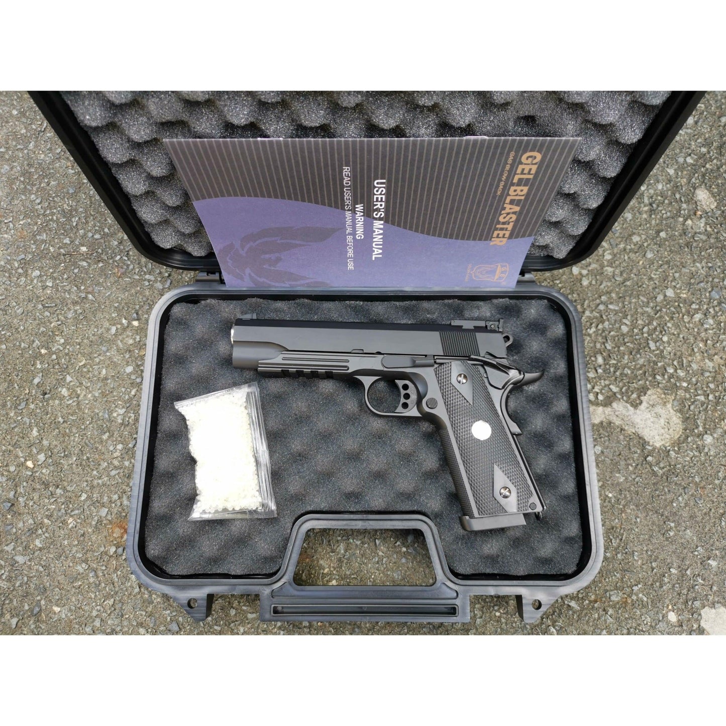 GOLDEN EAGLE 1911 DESERT WARRIOR FULL METAL GAS BLOW BACK GAS POWERED GEL BLASTER PISTOL IN BLACK