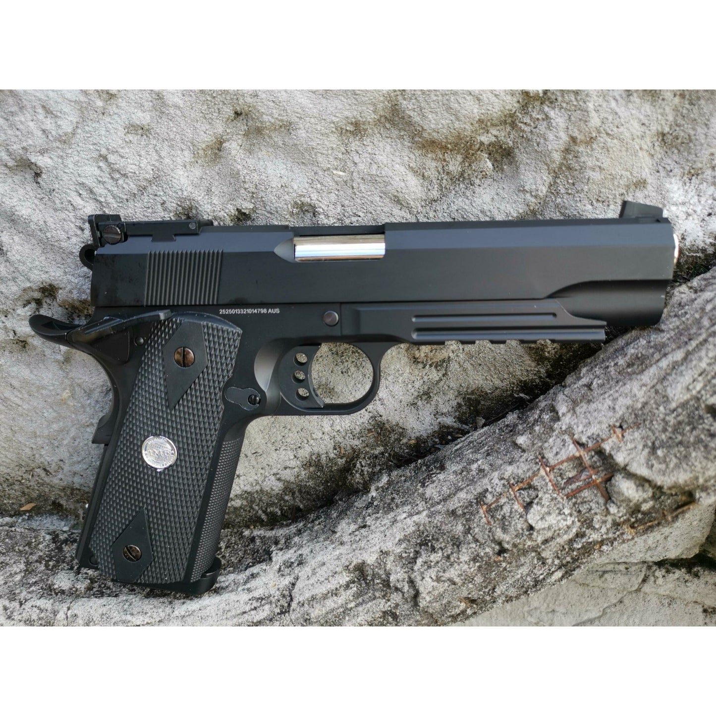 GOLDEN EAGLE 1911 DESERT WARRIOR FULL METAL GAS BLOW BACK GAS POWERED GEL BLASTER PISTOL IN BLACK