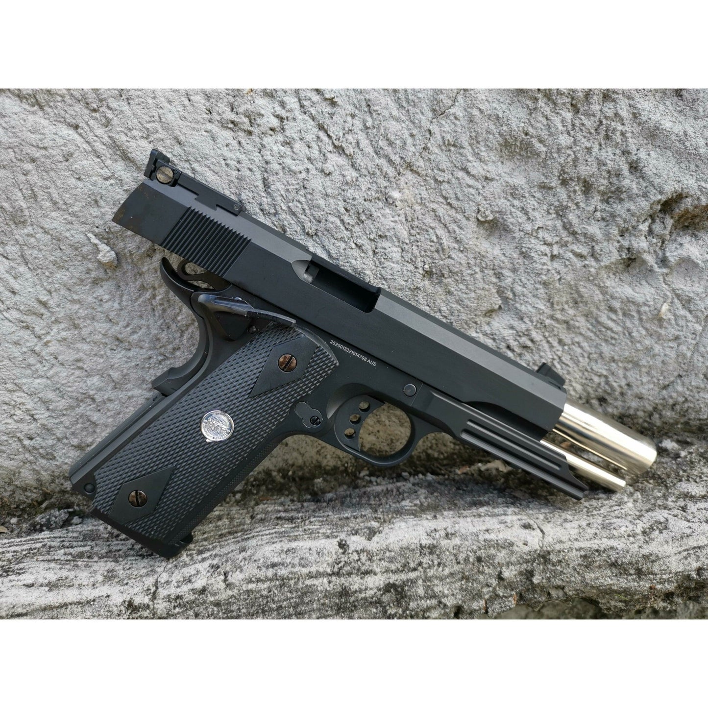 GOLDEN EAGLE 1911 DESERT WARRIOR FULL METAL GAS BLOW BACK GAS POWERED GEL BLASTER PISTOL IN BLACK