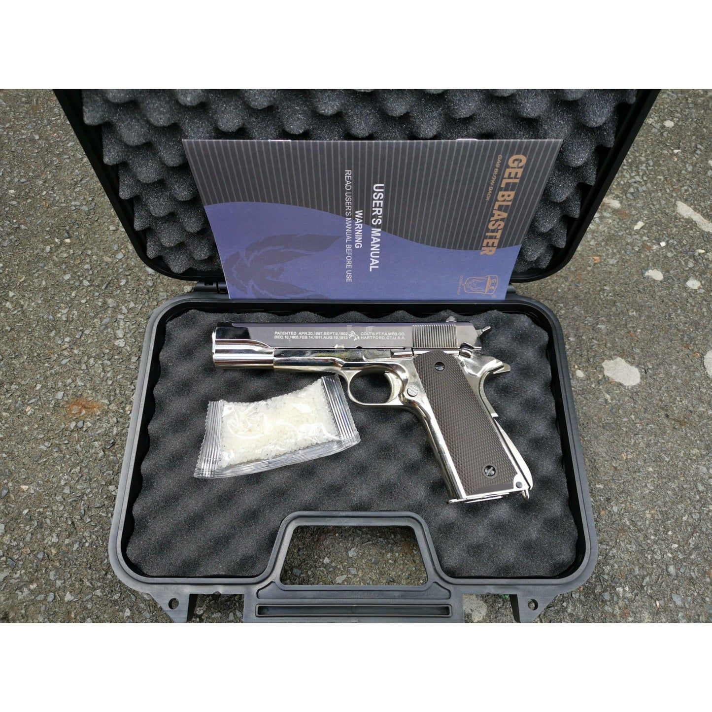GOLDEN EAGLE 3305SV GM1911 GEL BLASTER GREEN GAS POWERED GAS BLOWBACK Chrome with lasered