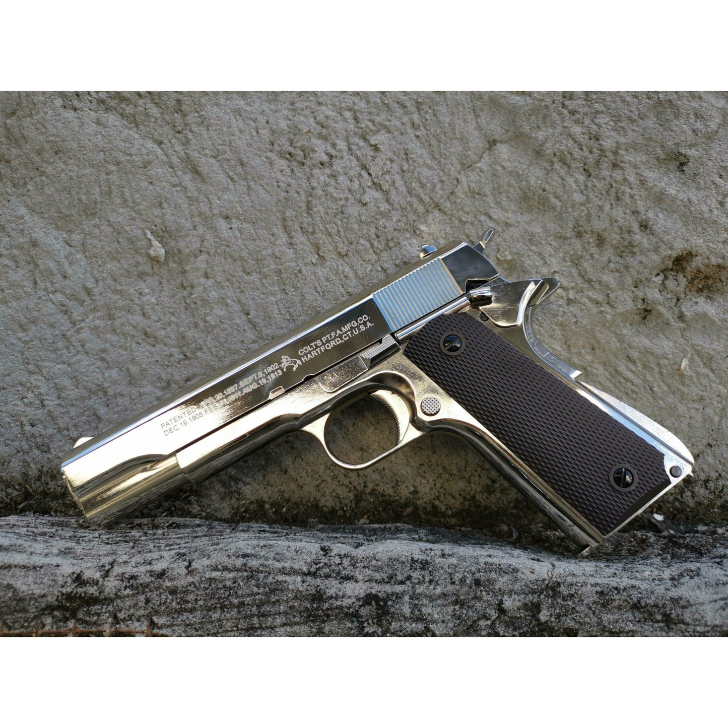 GOLDEN EAGLE 3305SV GM1911 GEL BLASTER GREEN GAS POWERED GAS BLOWBACK Chrome with lasered