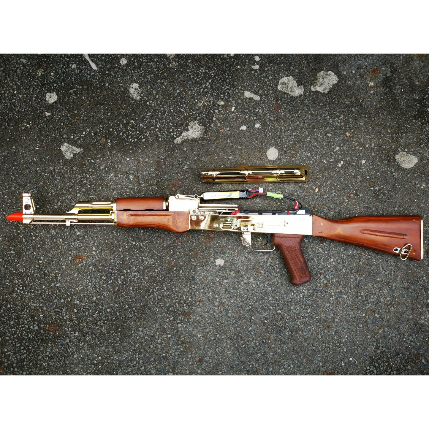 DOUBLE BELL GOLDED AK-47 METAL GEL BLASTER REAL WOOD CLASSIC VERSION