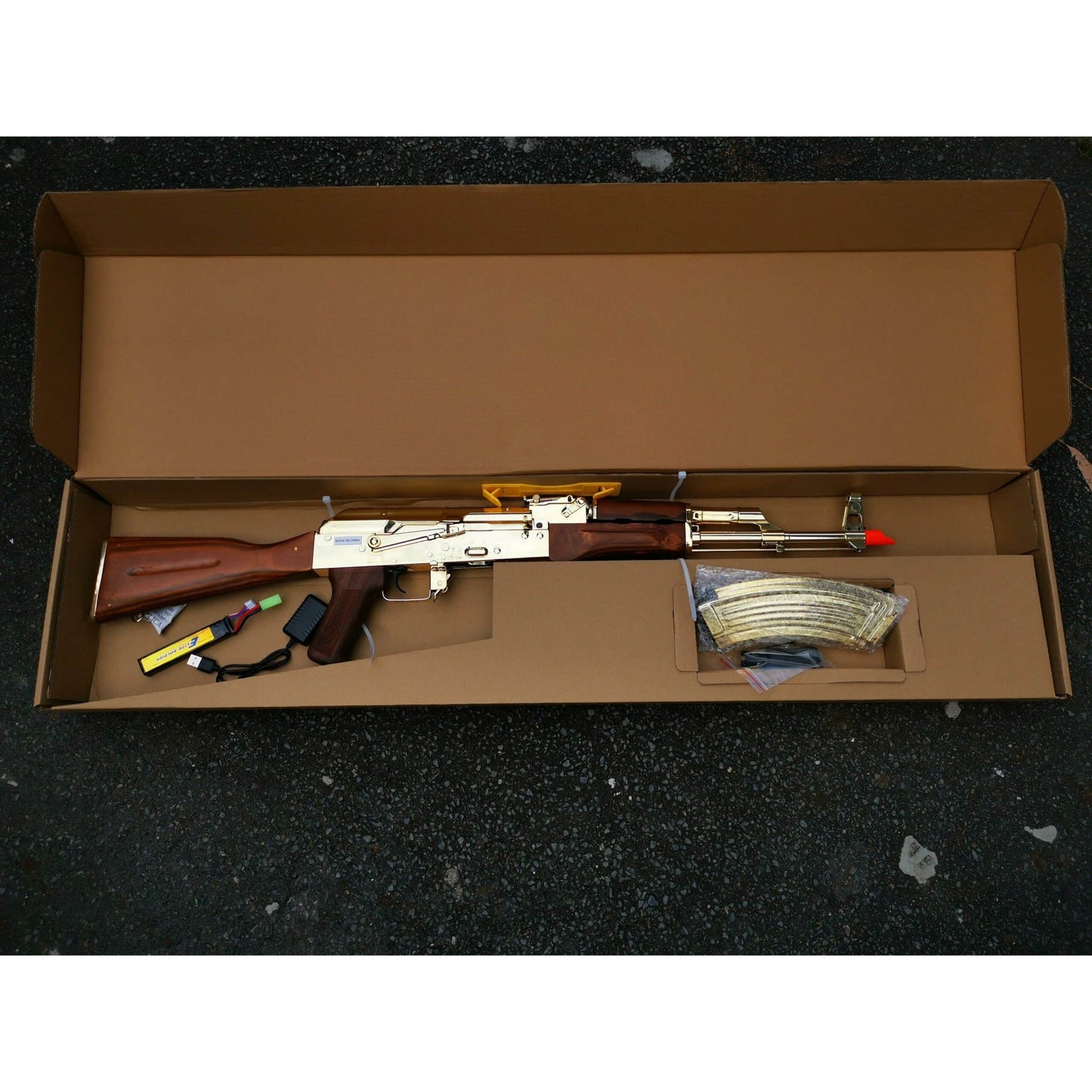 DOUBLE BELL GOLDED AK-47 METAL GEL BLASTER REAL WOOD CLASSIC VERSION