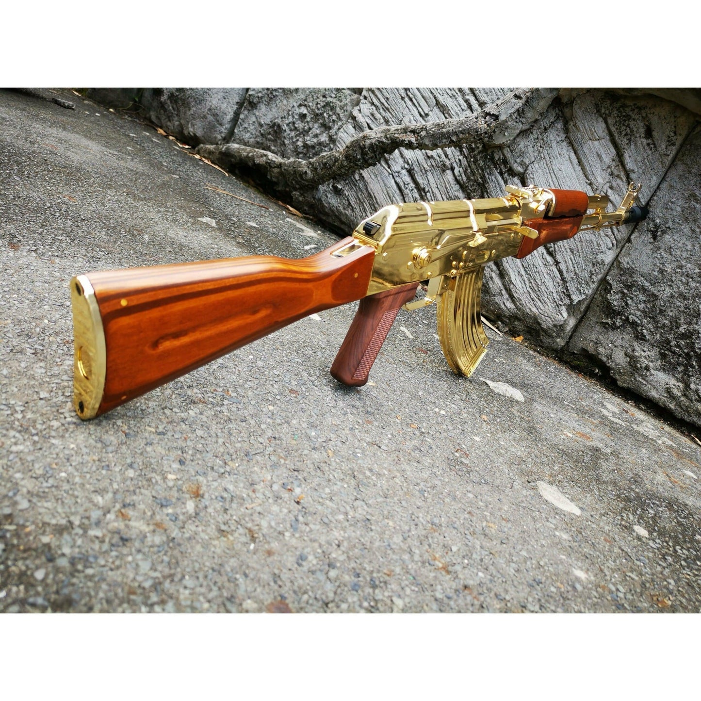 DOUBLE BELL GOLDED AK-47 METAL GEL BLASTER REAL WOOD CLASSIC VERSION
