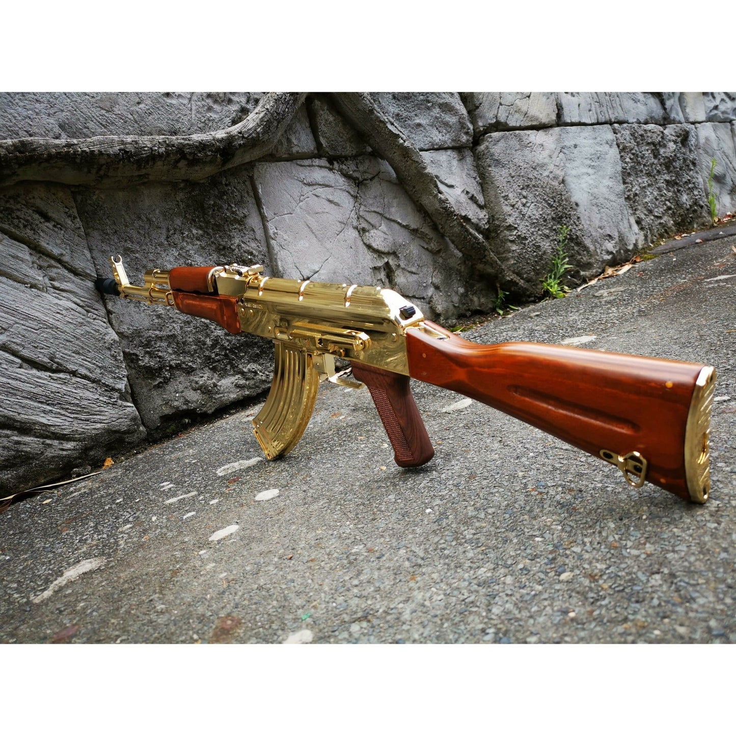 DOUBLE BELL GOLDED AK-47 METAL GEL BLASTER REAL WOOD CLASSIC VERSION