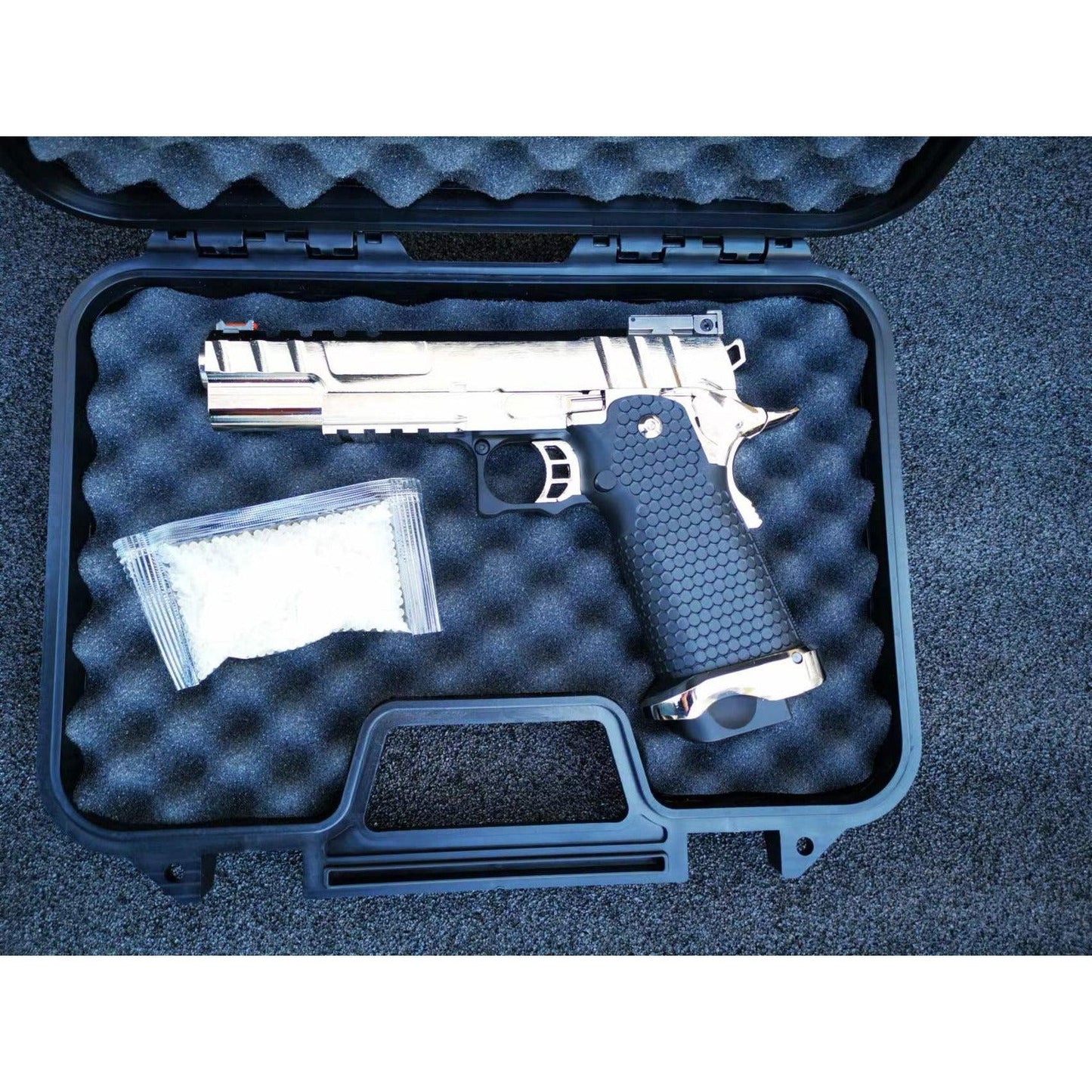 GOLDEN EAGLE 3343SV FULL METAL CNC GMX SILVER SLIDE OPS MRP GEL BLASTER Hi-Capa 5.1 VERSIO GAS POWERED BLOW BACKChrome