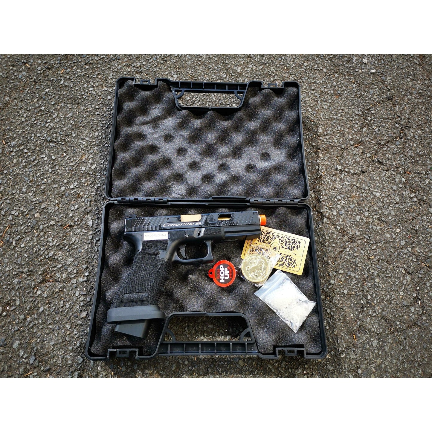DOUBLE BELL Glock 17 TTI CNC Type John Wick Combat Master Custom Green Gas Blowback Gel Blaster Black Resin Frame