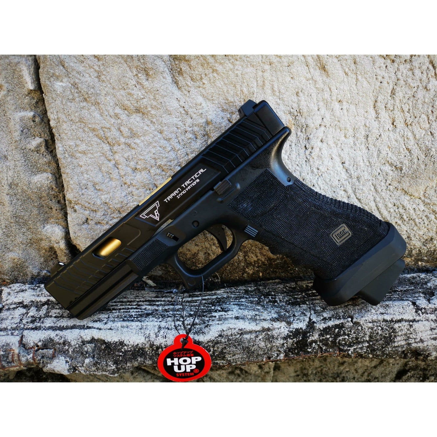 Double Bell Glock 17 TTI Style JW John Wick Pistol With Wood Case GBB Gel Blaster