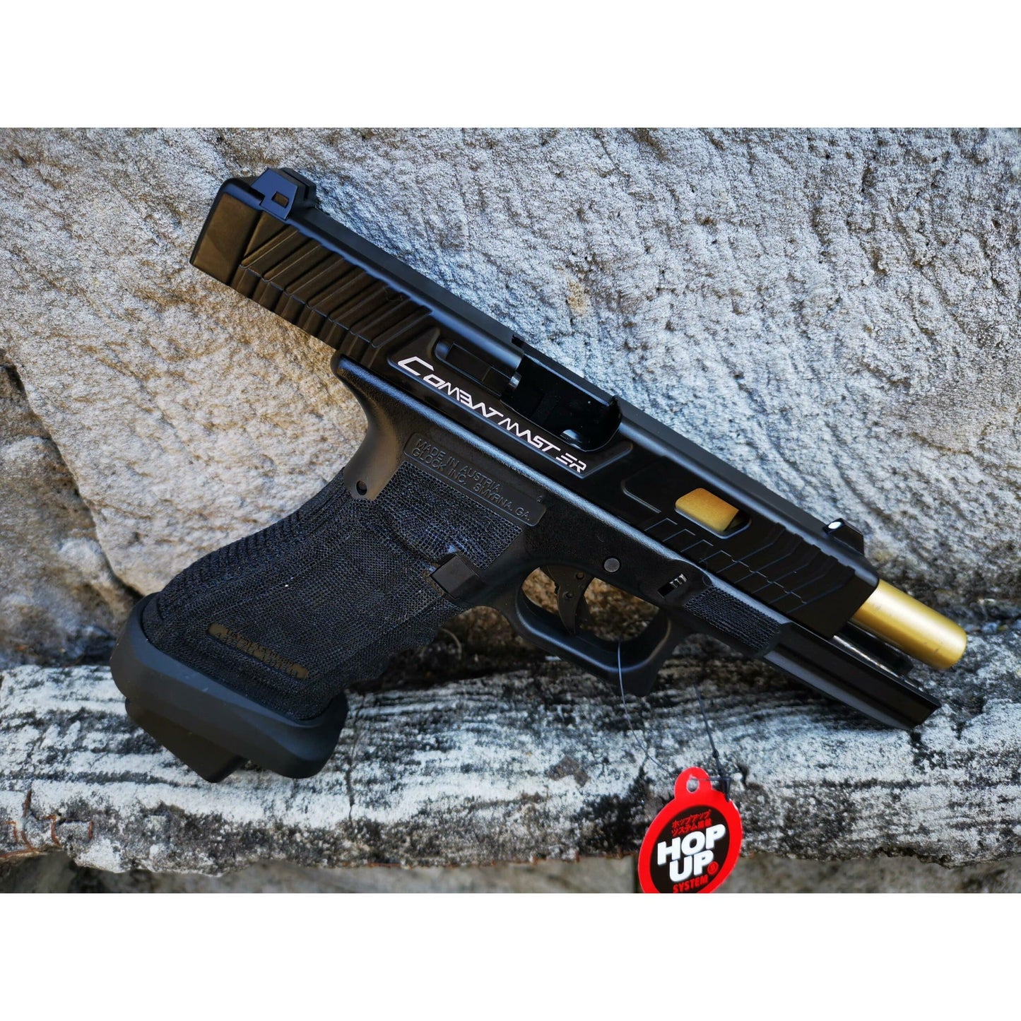 DOUBLE BELL Glock 17 TTI CNC Type John Wick Combat Master Custom Green Gas Blowback Gel Blaster Black Resin Frame