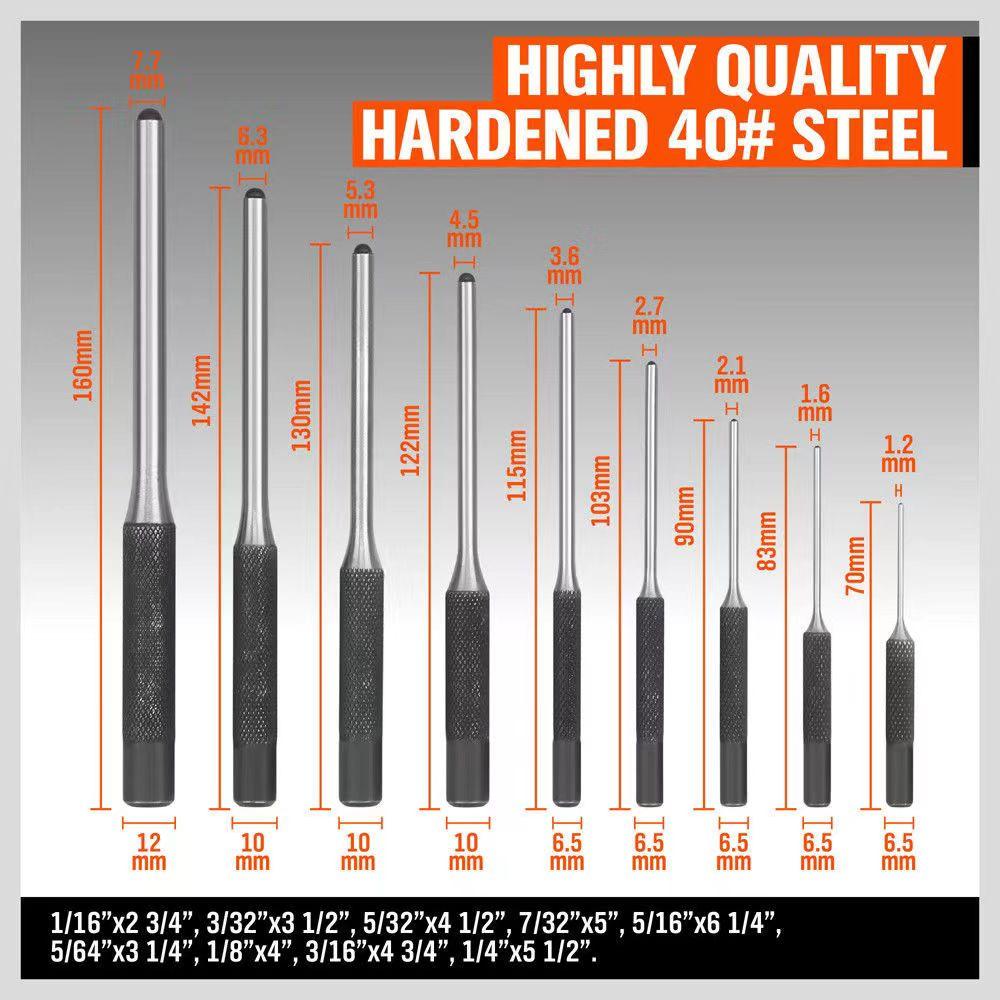 Roll Pin Punch Set Perfect Tool For Gunsmith, Jewelers, Watchmakers. Engineers, Carpenters