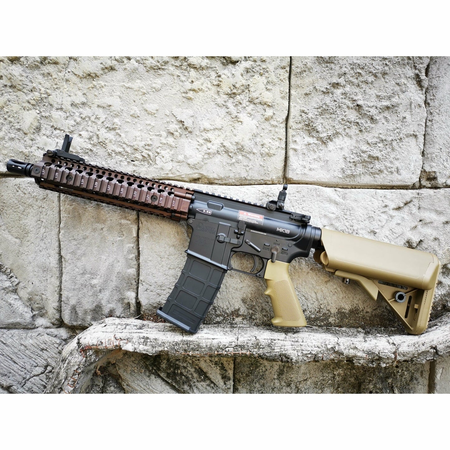 GOLDEN EAGLE MC6593MT-T MK18 MOD1 FULL METAL GEL BLASTER GREEN GAS POWERED GAS BLOWBACK RIFLE Colour: TAN