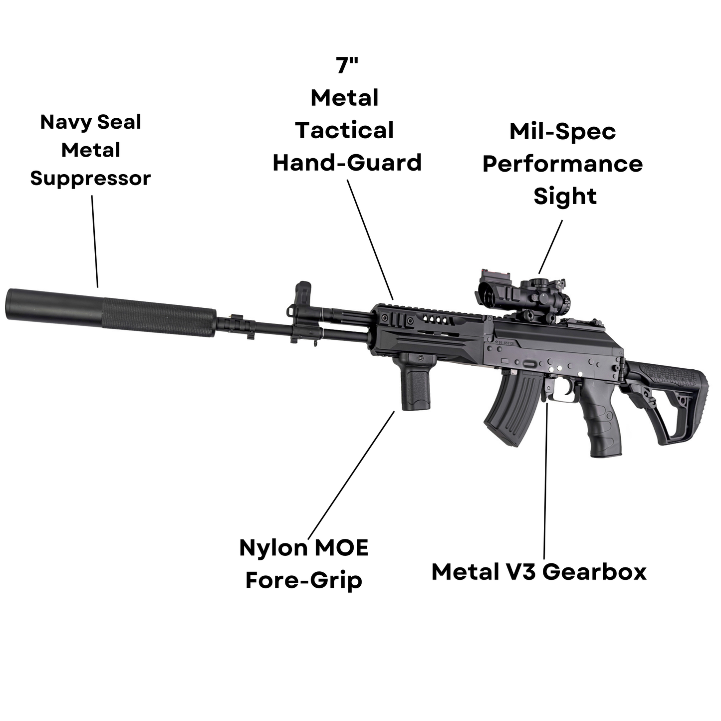 "Midnight Hunter AK47" Comp CGB Custom - Gel Blaster (Metal)
