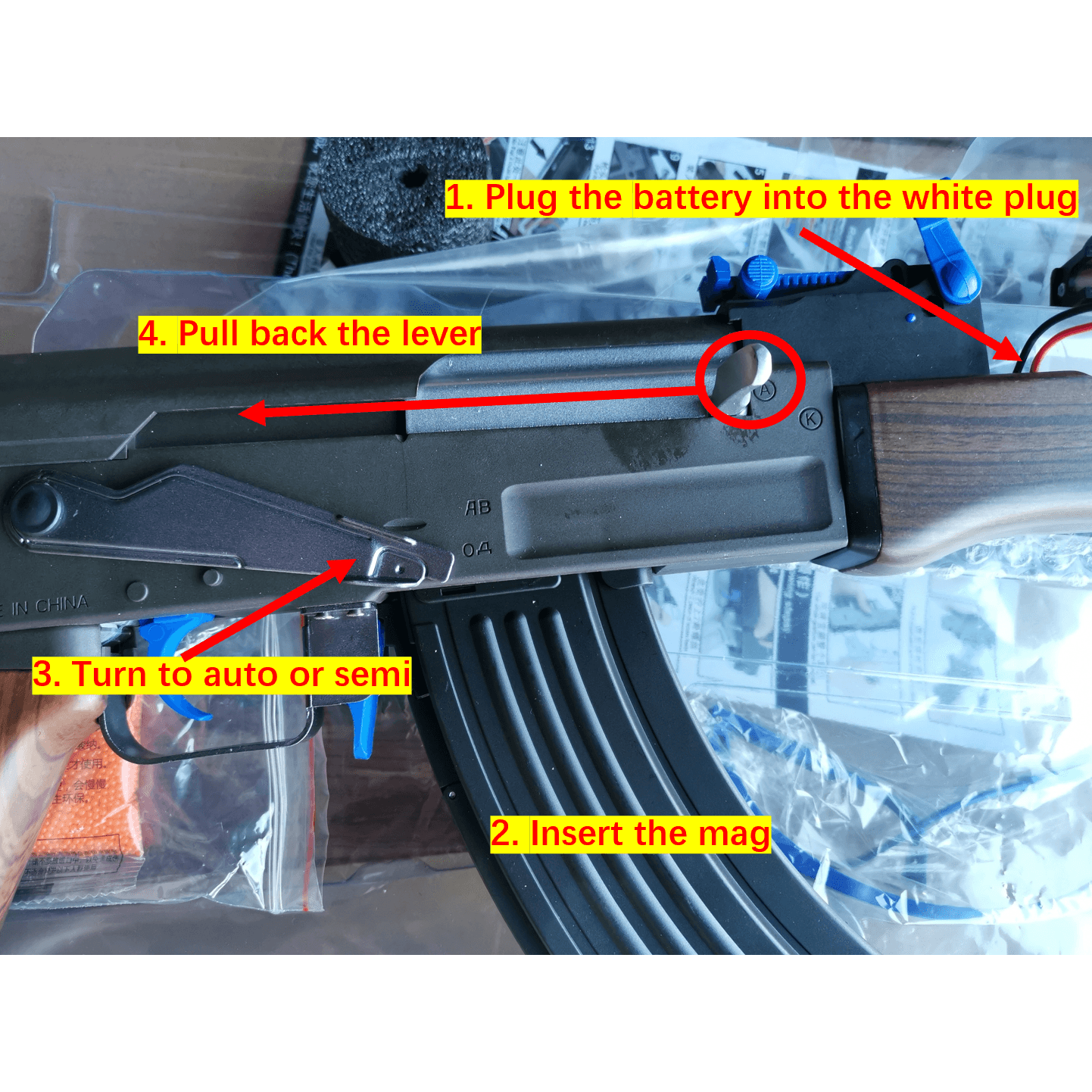 RX AKM-47 V4 GEL BLASTER UPGRADED 11.1V AND METAL GEAR & BARREL WITH BLOWBACK ADULT SIZE