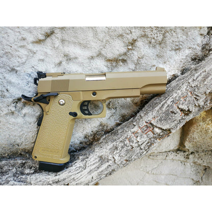GOLDEN EAGLE 3304T 2011 GEL BLASTER GREEN GAS OR CO2 POWERED Hi-Capa 5.1 VERSION GAS BLOWBACK Colour: Tan