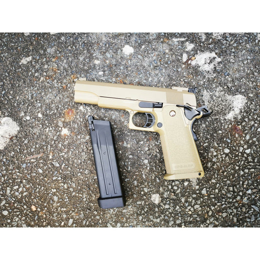GOLDEN EAGLE 3304T 2011 GEL BLASTER GREEN GAS OR CO2 POWERED Hi-Capa 5.1 VERSION GAS BLOWBACK Colour: Tan